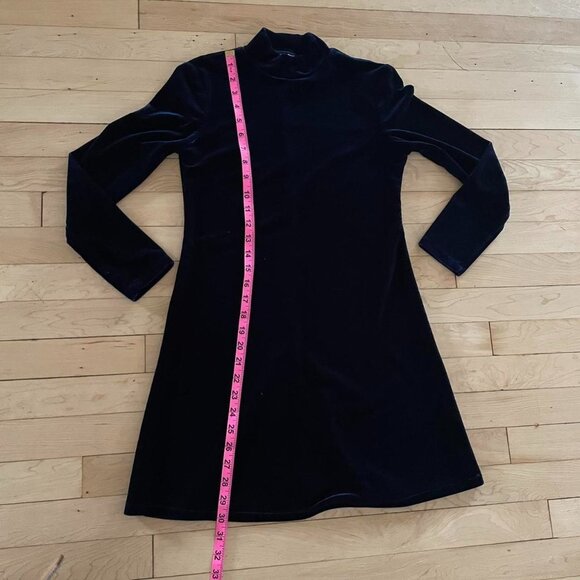 Vintage Y2K Navy Velvet Babydoll Mini Dress XS-S Goth Holiday NYE Grunge 90s - Picture 4 of 6